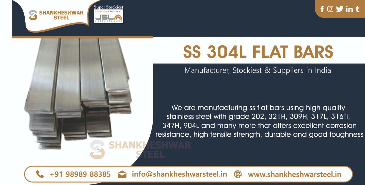 SS 304L Flat Bars Manufacturer, Stockiest & Suppliers in India