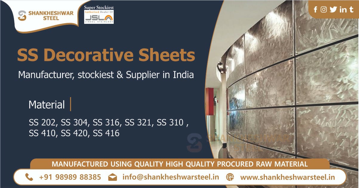 SS Decorative Sheets Manufacturer, Stockiest & Suppliers in India